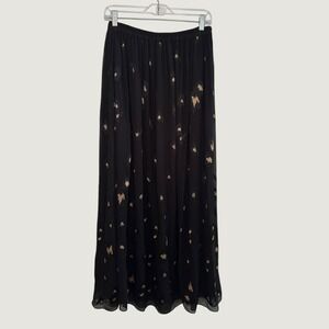 Women's Size Med. CABALLERO Fully Lined Black with Golden Embroidery Maxi Skirt